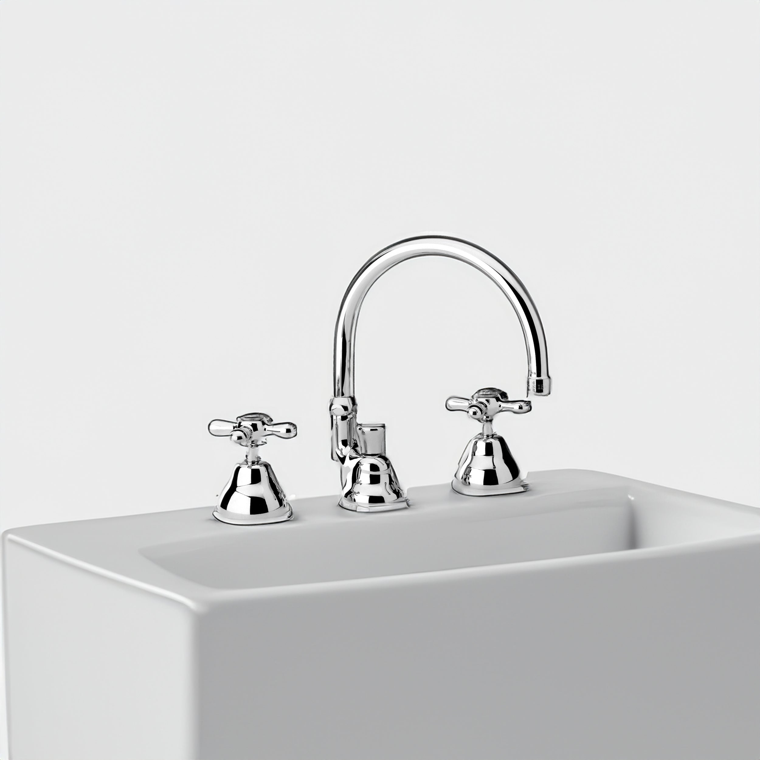 BATTERIA LAVABO A TRE FORI CON BOCCA ALTA ORIENTABILE "LIBERTY" - img 4