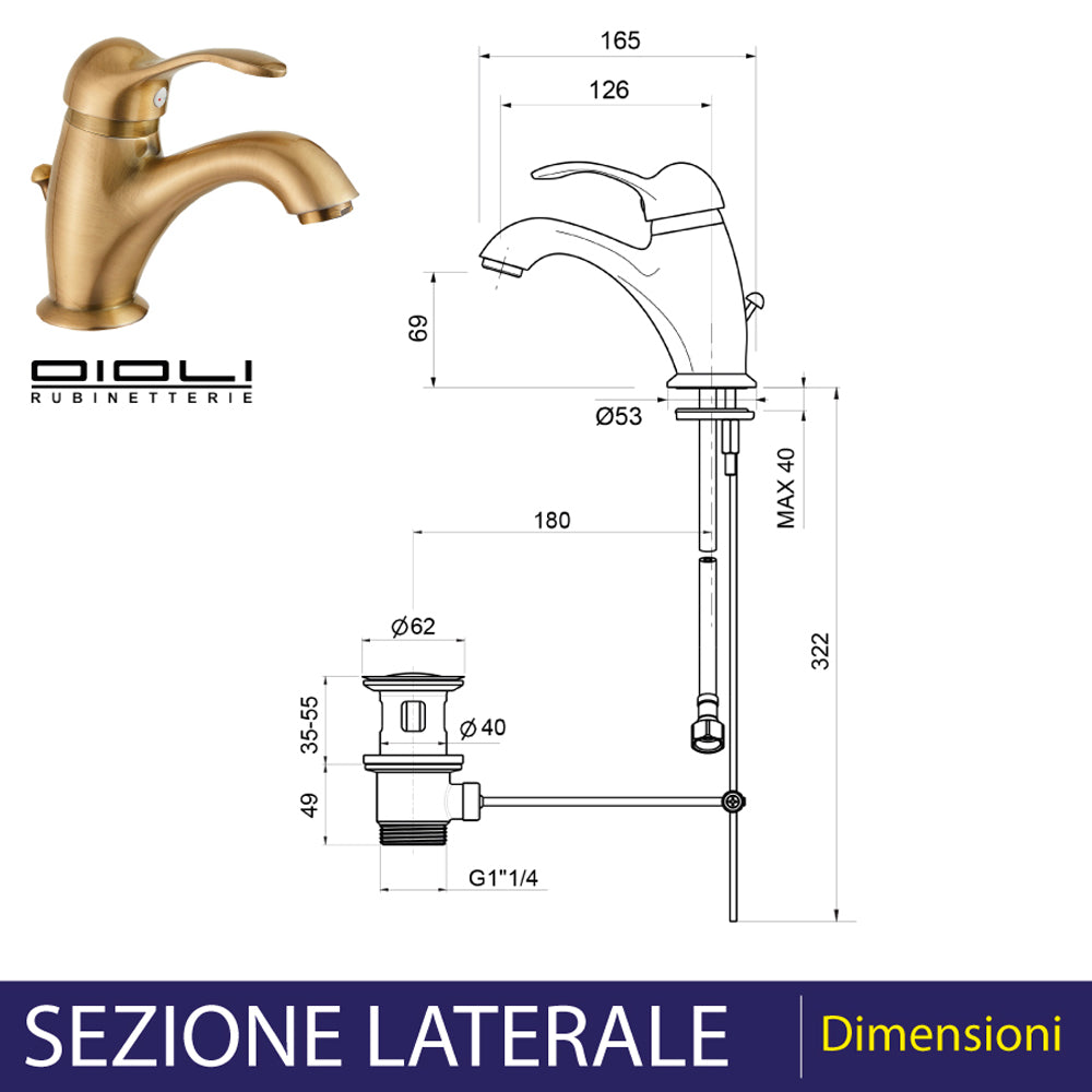 MISCELATORE LAVABO ARCANA BRONZO - img 3