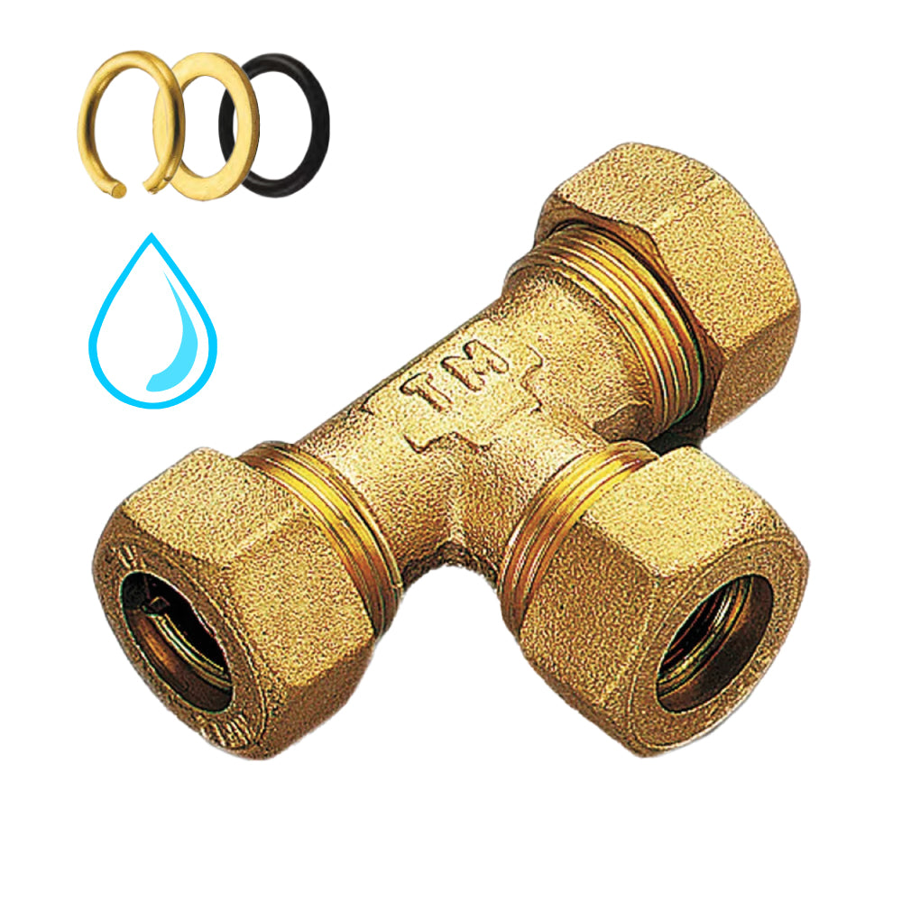 TEE CON 3 DADI A COMPRESSIONE CON O-RING PER TUBO RAME TIEMME - img 3