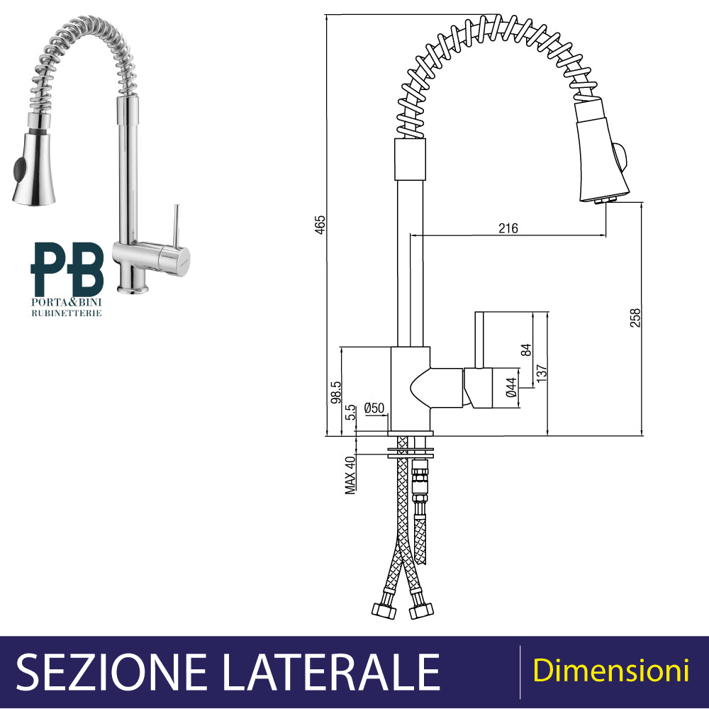 MISCELATORE LAVELLO CON MOLLA E DOCCETTA ESTRAIBILE - img 5
