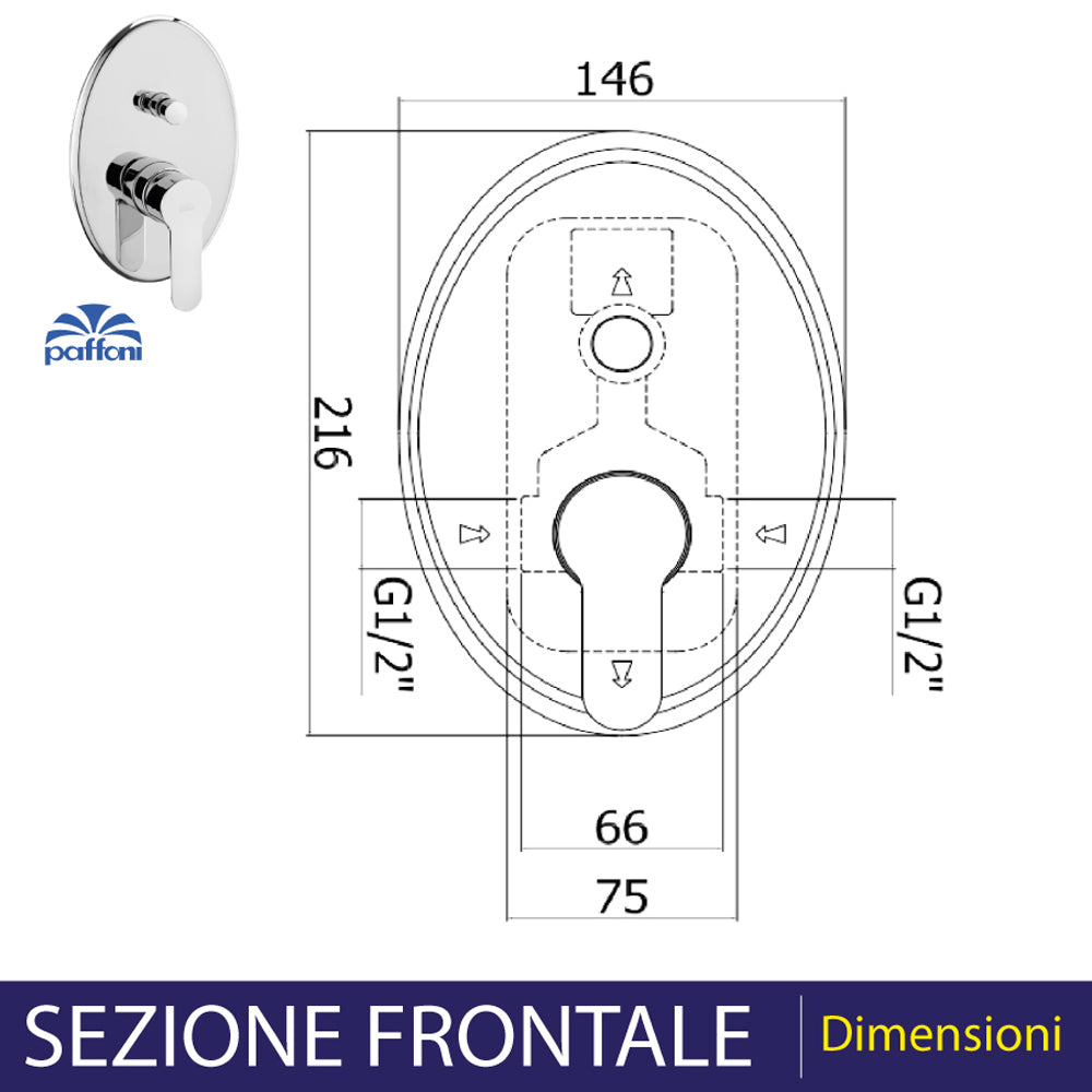 MISCELATORE INCASSO DOCCIA CON DEVIATORE "BLU" - img 3