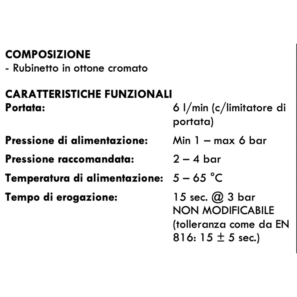 RUBINETTO TEMPORIZZATO PER LAVABO "CLASSIC" COMANDO A PULSANTE - img 3