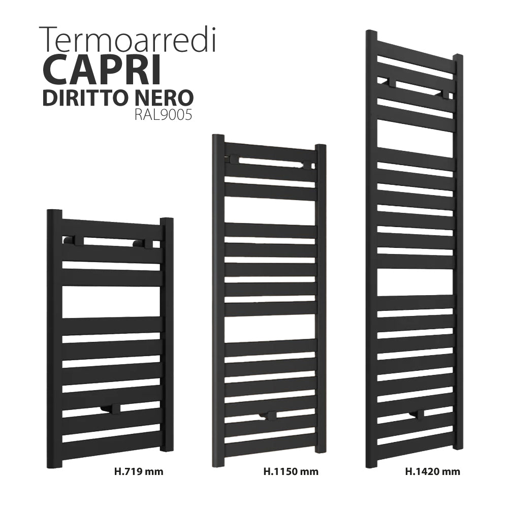 Termoarredo Capri Diritto Nero Opaco - img 2